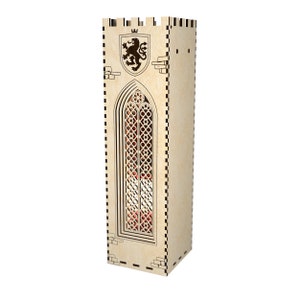 Castle Wine box 3mm, 4 mm and 1/8 inch plywood dxf dwg cdr 11 svg pdf files for cnc laser cut file instant download