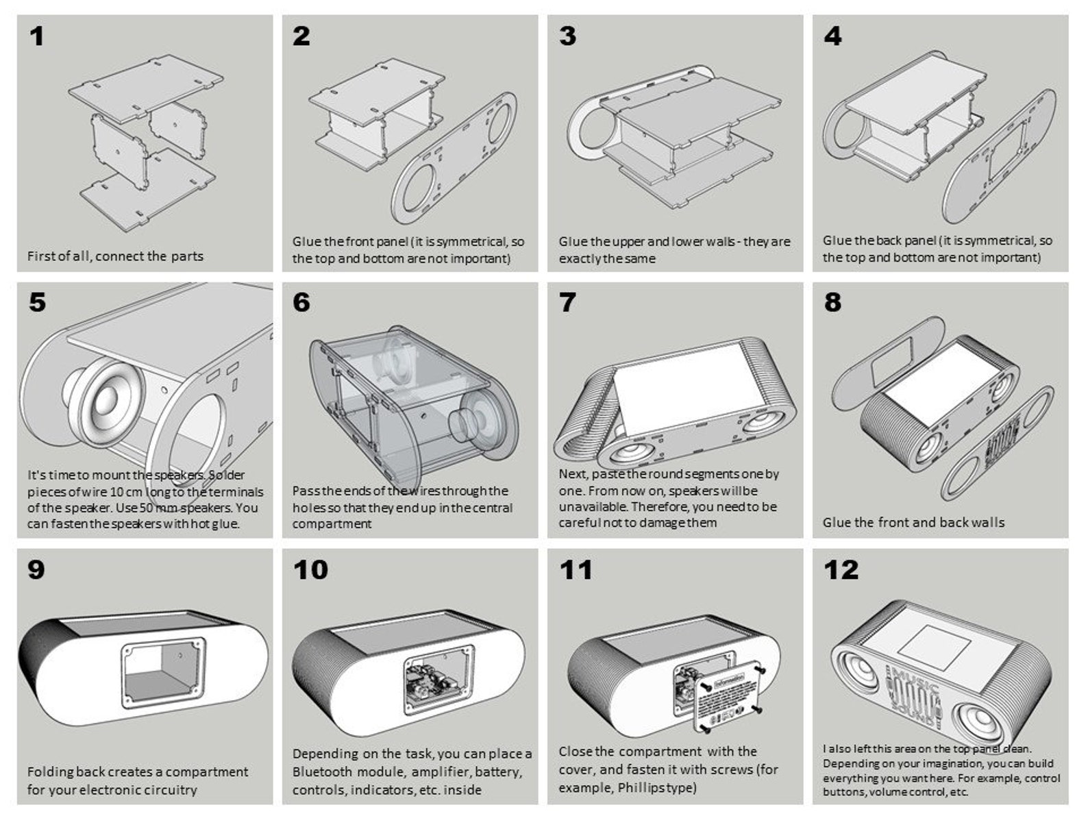 Boombox for Homemade Bluetooth Speakers Laser Cut File for 3, 4, 5 Mm 1 ...