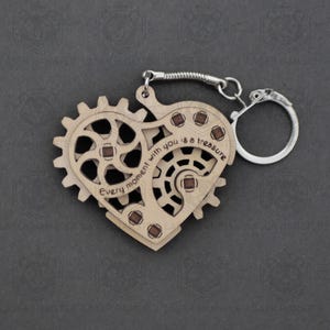 Laserskuren fidget hjärta nyckelring SVG | Laserskuren fil med PDF-manual | DXF dwg cdr | Alla hjärtans dag-present | 3mm & 1/8" plywoodmall bild 6