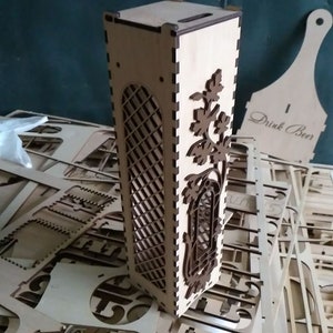 Piękne pudełko na wino ze sklejki 4 mm plik dxf do frezarki CNC lub wycinarki laserowej
