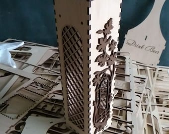 Beautiful wine box 4 mm plywood dxf file for cnc router or laser cut router