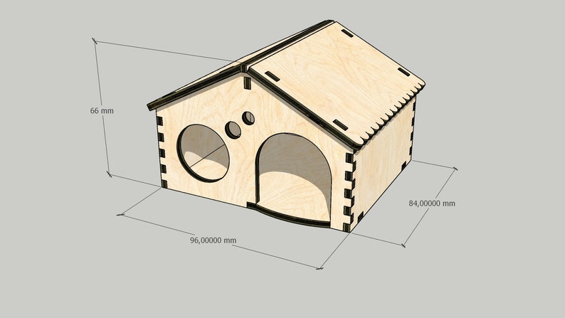 Hamster House 3mm 1/8 inch Pattern Vector for Laser Cutting CNC svg laser cut template laser cut pattern vector model vector plan image 5