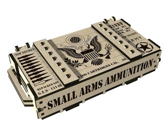 Original military gift box 5.5" x 10.6" x 2" inch size for 4, 5, 6 mm and 1/4 inch material Laser cut file svg ai pdf cdr dxf dwg