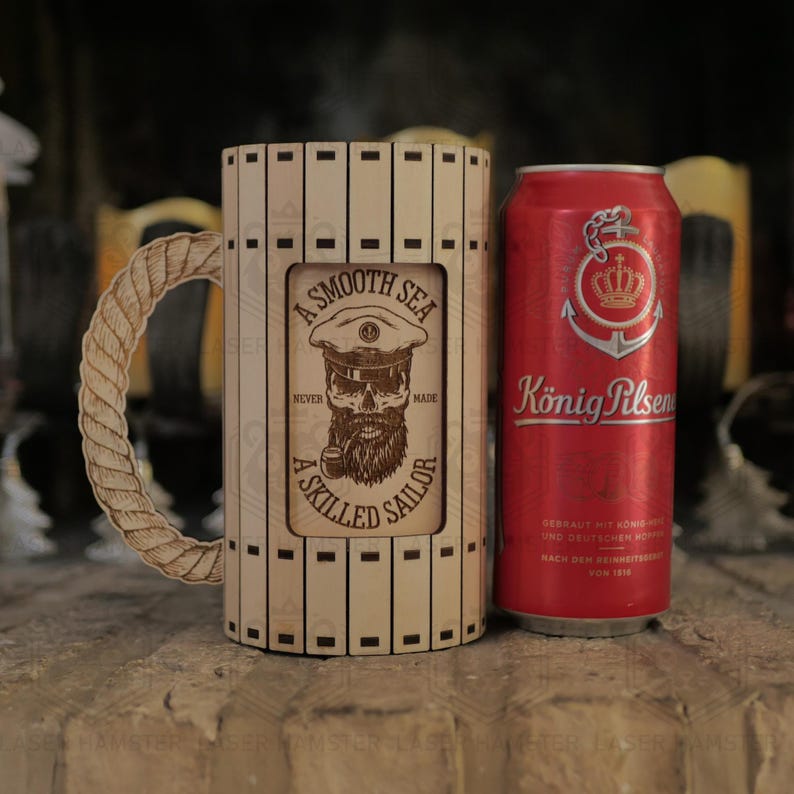 Beer can holder laser cut file - 3, 4 mm and 1/8 inch thick material - dxf, SVG, cdr - CNC vector vemplate for DIY craft image 10