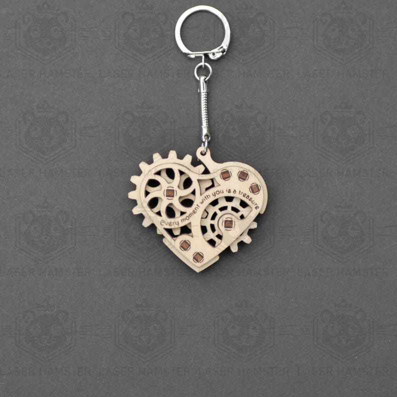 Laserskuren fidget hjärta nyckelring SVG | Laserskuren fil med PDF-manual | DXF dwg cdr | Alla hjärtans dag-present | 3mm & 1/8" plywoodmall bild 10