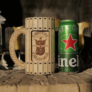 Beer can holder laser cut file - 3, 4 mm and 1/8 inch thick material - dxf, SVG, cdr - CNC vector vemplate for DIY craft image 7