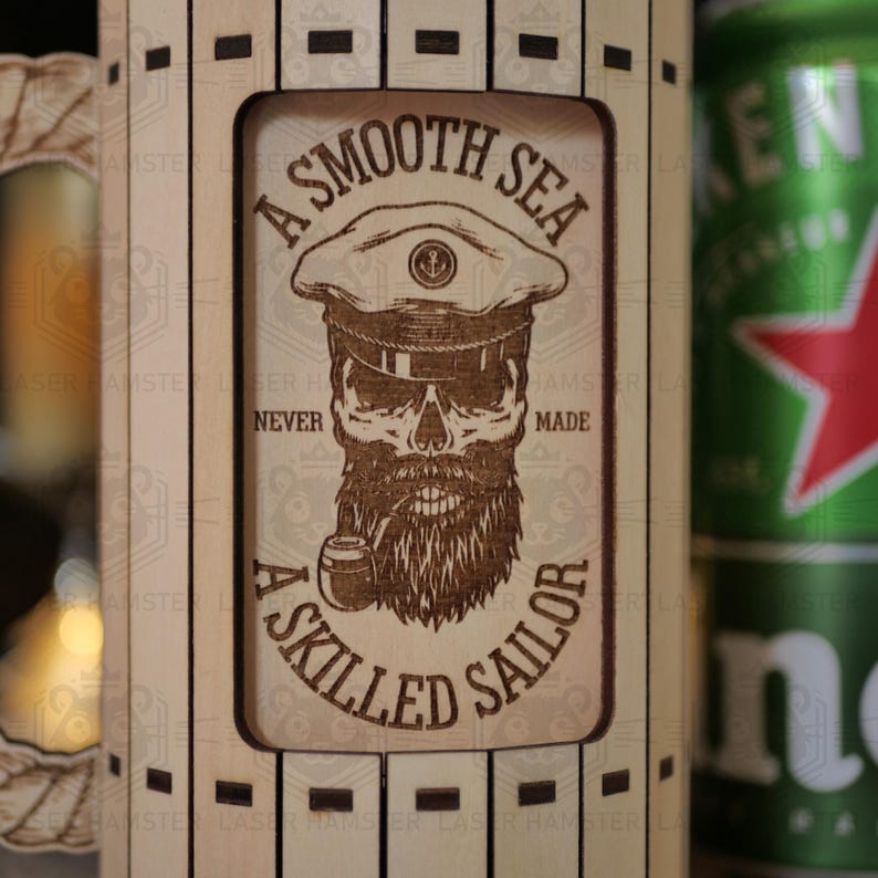 Beer can holder laser cut file - 3, 4 mm and 1/8 inch thick material - dxf, SVG, cdr - CNC vector vemplate for DIY craft image 8