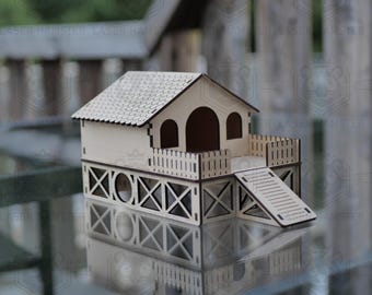 Hamster House Laser Cut File – SVG DXF cdr pdf – Vector Model for 3mm 4mm 1/8" CNC Laser Cutting – Small Pet House Template