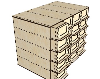 Wooden organizer laser cut file for 3 or 4 mm 1/8 inch svg Storage Box for anything dfx, svg, dwg, cdr, pdf formats inside the zip archive