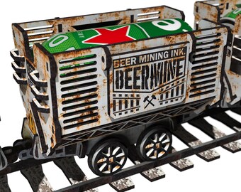 Trolley coal mine wagon Original Beer Can Holder Laser Cut file for 3mm, 4 mm and 1/8 inch materials instant download