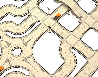 Wooden Auto Track System Vector File for Laser Cutting – 3mm and 4mm Material – SVG DXF dwg pdf CDR – Instant Download with Assembly Manual