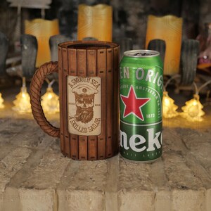 Beer can holder laser cut file - 3, 4 mm and 1/8 inch thick material - dxf, SVG, cdr - CNC vector vemplate for DIY craft image 5