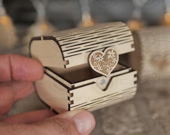 Heart Jewelry Box SVG – Laser Cut Files for 3mm, 1/8", 4mm – 4 Size Options – Mini Ring Gift Box | Instant Download + Assembly Manual