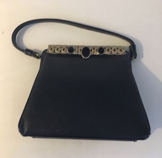 Vintage Caprice Black textured  leather purse wit… - image 1