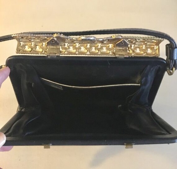 Vintage Caprice Black textured  leather purse wit… - image 4