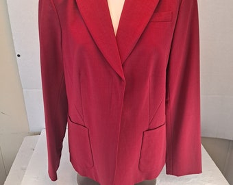 Emanuel Ungaro Size 10 Red Wool Jacket Blazer Structured Vintage Pockets Trend