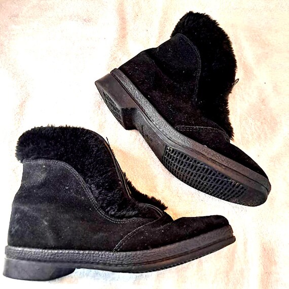 Yodelers Snow Boot Women 6.5 Black Suede Leather … - image 1