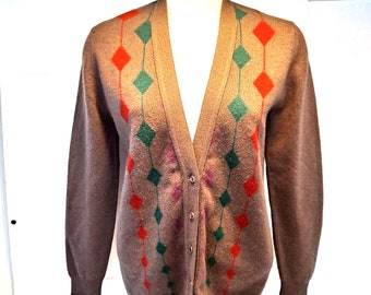 Vintage Jaeger Sweater womens eu 34 us sz 4 argyle  cashmere fLAW