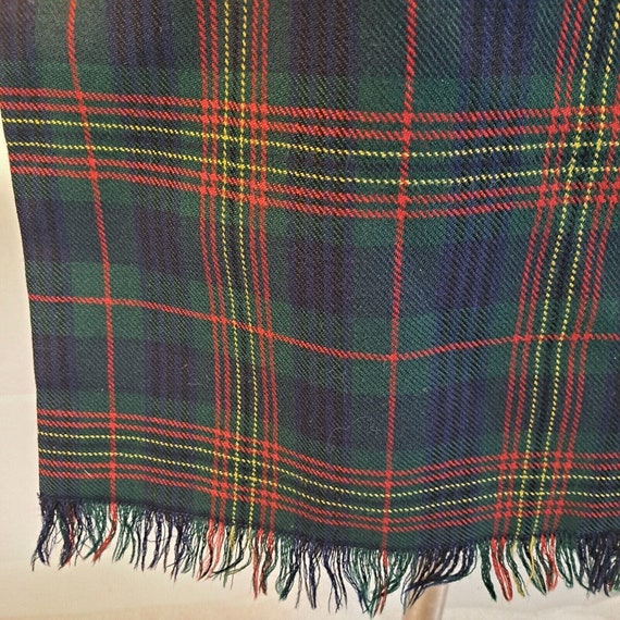 Vintage Plaid Wool Scarf Tartan Fringe Mens Red G… - image 4