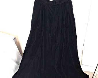 Vintage Evan Picone Women Modern 8 Medium Black Velvet Midi Maxi Skirt Lined USA