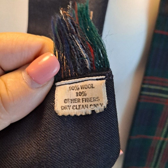 Vintage Plaid Wool Scarf Tartan Fringe Mens Red G… - image 6