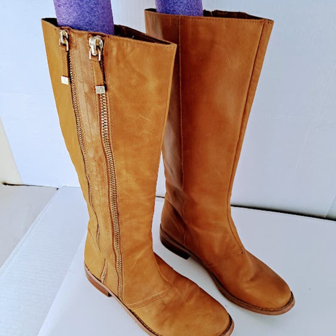 Vintage Tahari Knee Boot 9M Andy Leather Double Zipper Tall Caramel Brown Etsy Canada