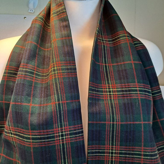 Vintage Plaid Wool Scarf Tartan Fringe Mens Red G… - image 5