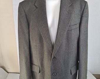 Vintage Oleg Cassini  Sport Coat 44R Lambswool Cashmere Herringbone