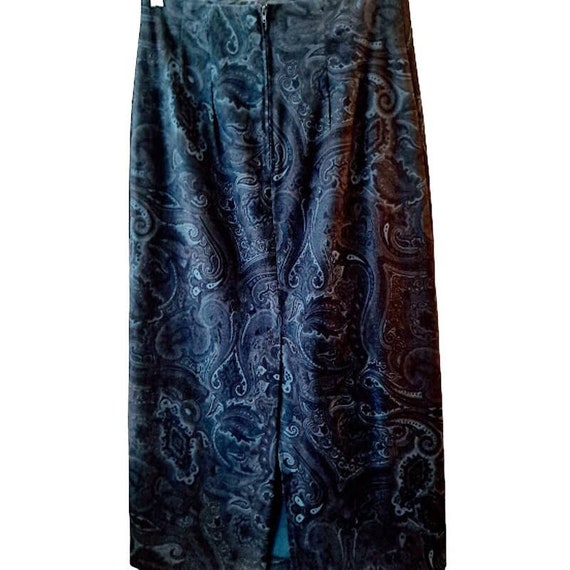 80s Vintage Paisley Maxi Skirt Blue Purple Briggs… - image 2