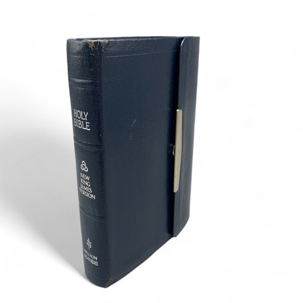 Holy Bible NKJV Smallest Bible Edition Snap Flap Bonded Leather Blue Nelson 404