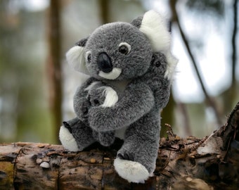 Aust Win Plush Koala Bear Holding Baby Stuffed Animal 10" Made Australia Gray