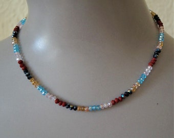 Necklace glass coloured 3 mm faceted