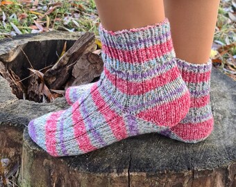 Hand knitted ladies socks, soft wool leg warmers