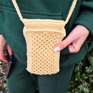 Crossbody Handytasche, gehäkelte Makramee Geldbörse, Vegane Handytasche, Smartphone Tasche, Hippie Tasche, Boho Tasche