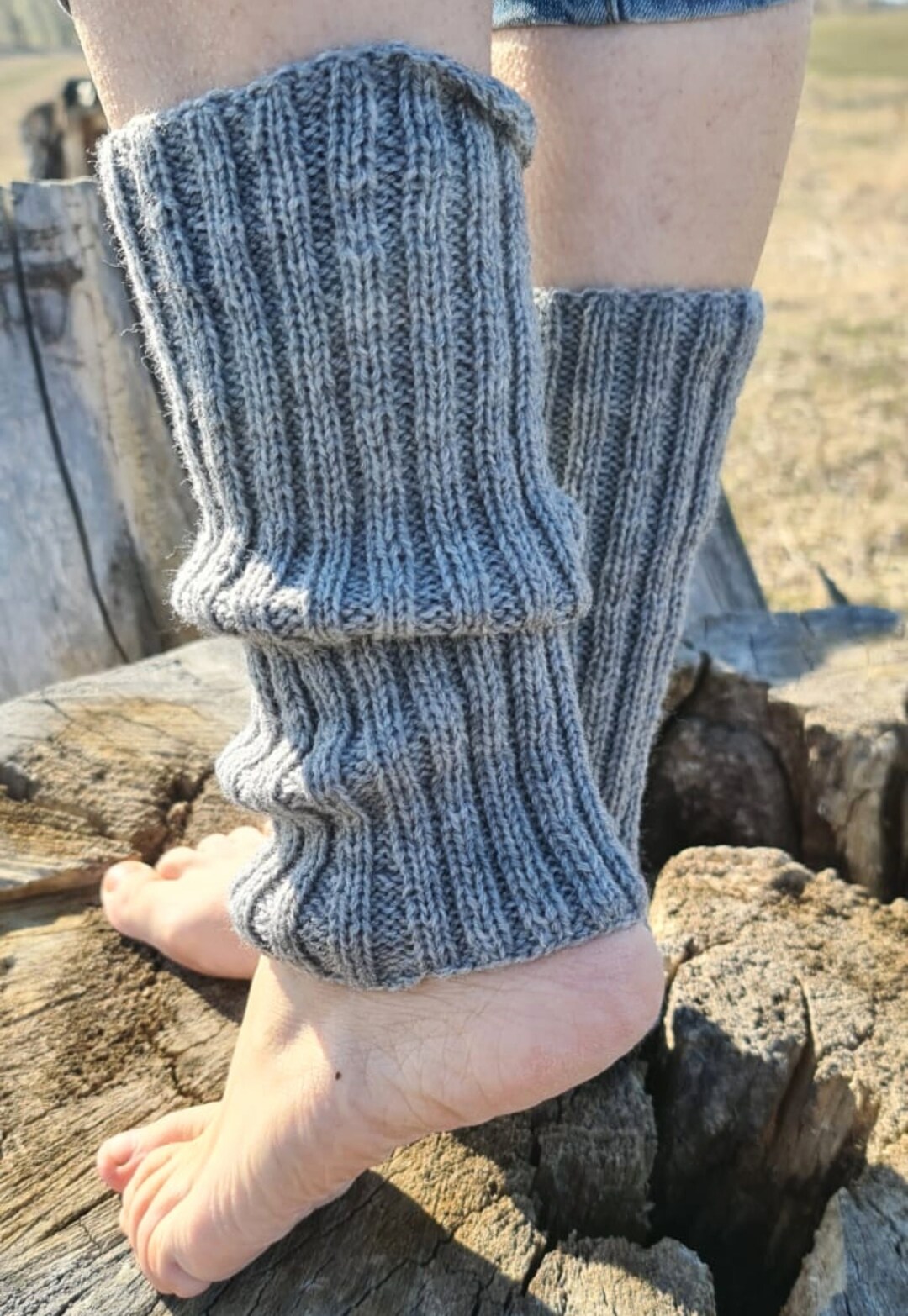 Cable Knit Wool Leg Warmers Gray Boot Cuffs Long Socks for Etsy