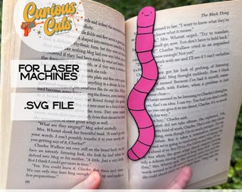 Marcapáginas de gusano de biblioteca, archivo digital SVG para máquinas láser (no es un producto físico) / lindo regalo para libreros