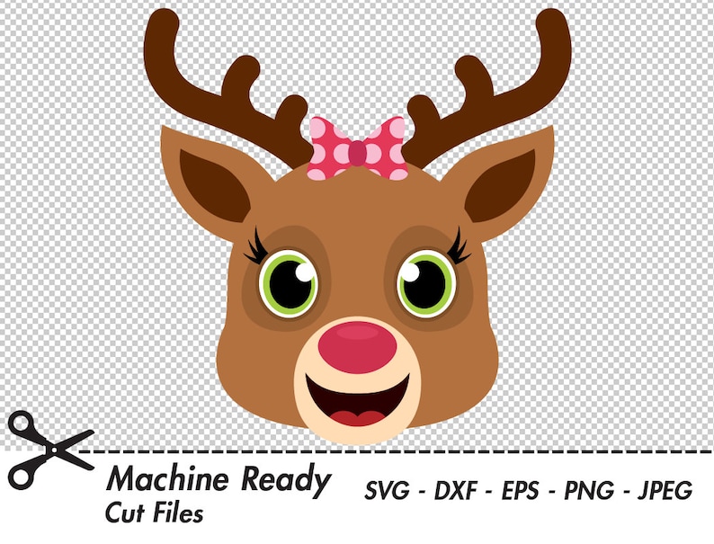 Download Cute Reindeer Svg Cut Files Reindeer Clipart Christmas Clip Etsy
