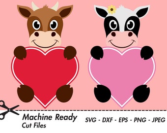 Niedliche Kuh Valentine Herz SVG schneiden Dateien, Valentinstag Clipart, Bauernhof Tier ClipArt, Png Rinder Ranch Tierhaltung, Vektor, Kuh-Gesicht, Kuh, Stier
