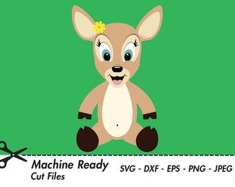 Cute Deer SVG Cut Files, PNG deer clipart, deer clip art, happy baby deer face, fawn, fun woodland animal, kids outdoor shirt design, print