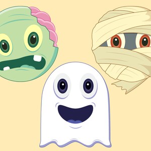Halloween Emojis, emoji clipart, emoji invitations, emoji download, emoji collection, ghost, zombie, witch, mummy, vampire, frankenstein image 2