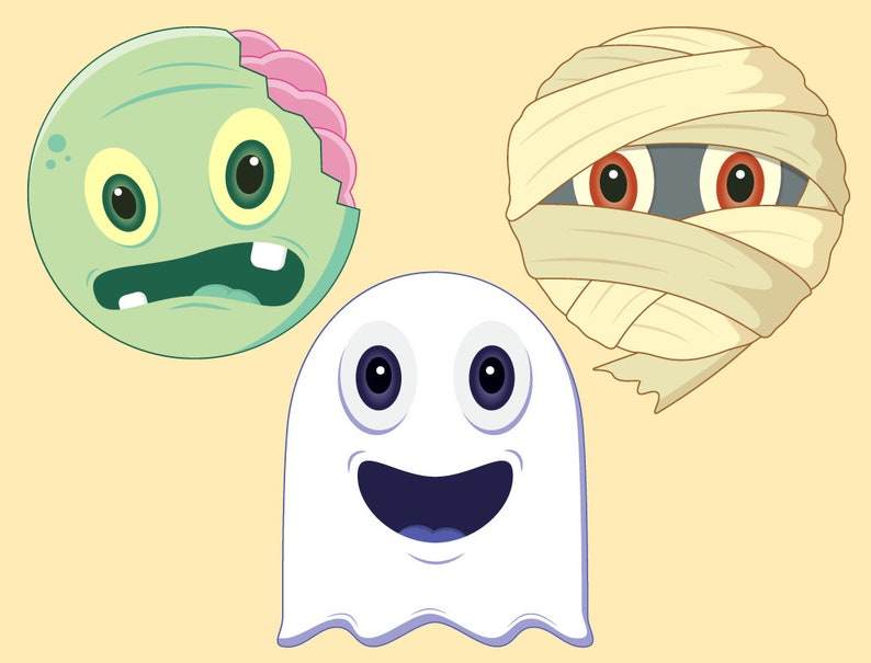 Halloween Emojis, emoji clipart, emoji invitations, emoji download, emoji collection, ghost, zombie, witch, mummy, vampire, frankenstein image 2