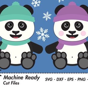 Lindo Panda SVG Archivos de corte, PNG panda oso clipart, gráficos vectoriales animales, pandas kawaii, arte de la selva, panda de dibujos animados, copos de nieve imprimibles
