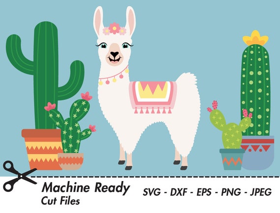 Cute Llama SVG Cut Files, PNG Llamas Clipart, Farmhouse Clip Art