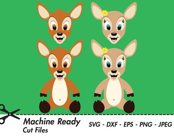 Cute Deer SVG Cut Files, PNG deer clipart, deer clip art, happy baby deer face, fawn, fun woodland animal, kids outdoor shirt design, print