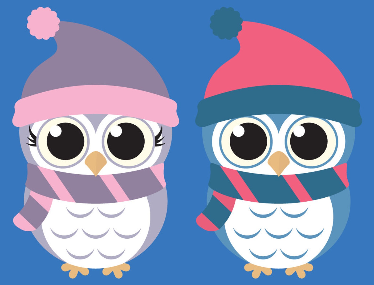 Cute Winter Owl Bundle SVG Cut Files PNG Owls Clipart Baby | Etsy