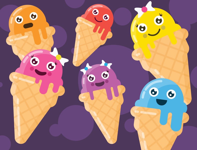 Dessert Clipart Bundle, cute food, kawaii food, printable popsicle graphics, candy shop art, donut design, melting ice cream, lollipop print image 2