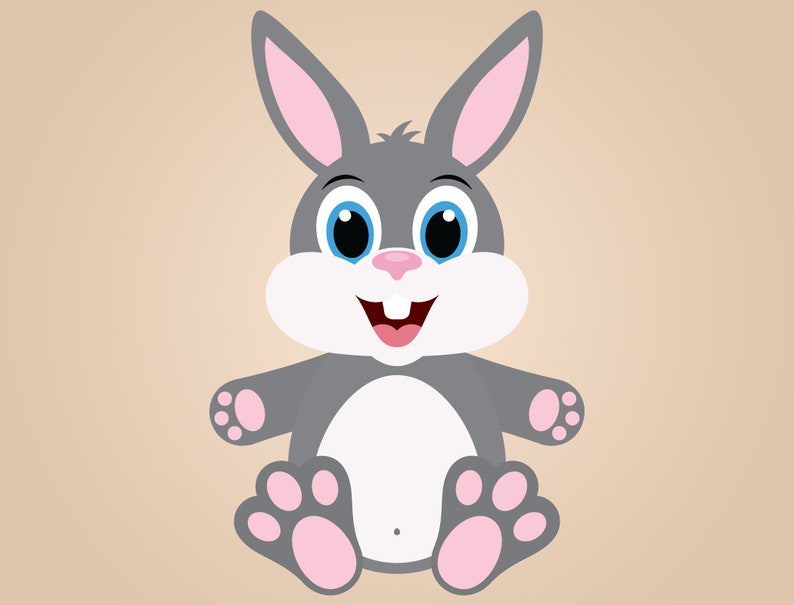 Cute Bunny Rabbit SVG Cut Files PNG Easter Bunny Clipart | Etsy