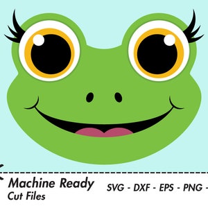 Cute Frog SVG Cut Files, PNG frog clipart, frogs clip art, happy frog face, frog head, pond animal, green frog print, girl, printable frog