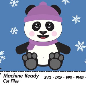 Lindo Panda SVG Archivos de corte, PNG panda oso clipart, gráficos vectoriales animales, pandas kawaii, arte de la selva, panda de dibujos animados, copos de nieve imprimibles