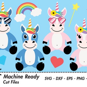 Cute Unicorn SVG Cut Files, unicorns clipart, rainbow clip art, happy face vector, magical horn, fantasy horse head, fairy tale animal print